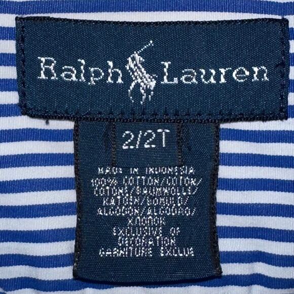 Ralph Lauren Boys Navy Striped Button Down Long Sleeve Blake Shirt Size 2/2T - Picture 2 of 12